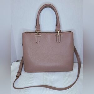 Miztique Vegan Leather Tote Bag Satchel Crossbody 3 Compartment Pink Blush Gold